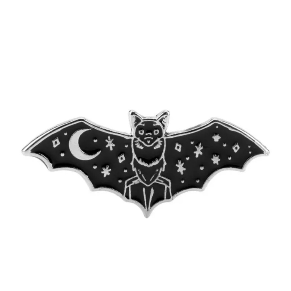 New Black Lunar Bat Enamel Pin